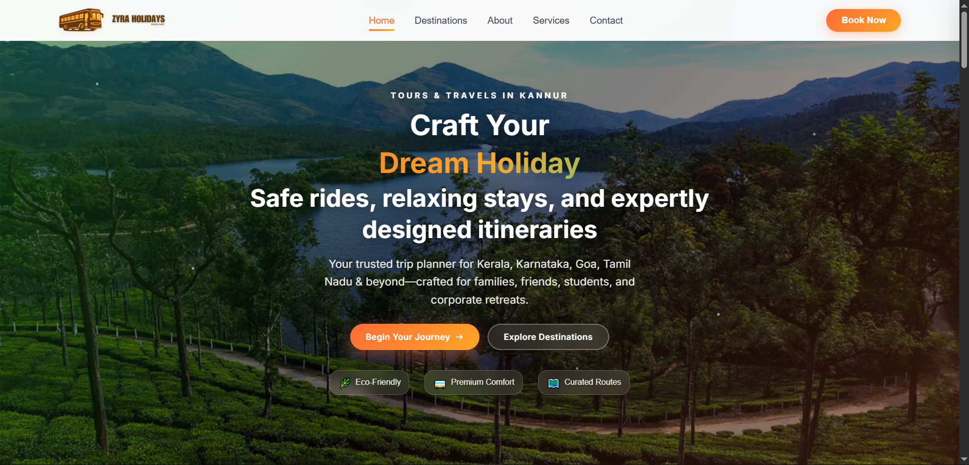 Zyra Holidays Website screenshot 1